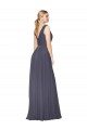 Affordable Floor Length High Neck V-Back Chiffon Bridesmaid Dress UK