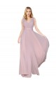 Affordable Draped V-Neck Long Chiffon Bridesmaid Dress with Shirred Bodice UK