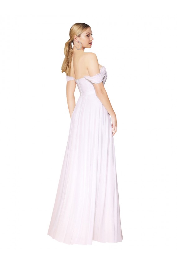 Affordable Off the Shoulder Long Full Length Chiffon Bridesmaid Dress UK