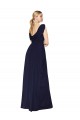 Affordable Draped Long V-Neck Floor Length Chiffon Bridesmaid Dress UK