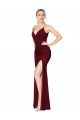 Affordable Floor Length High Neck Chiffon Bridesmaid Dress with Side Slit UK