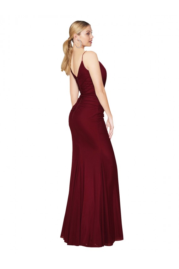 Affordable Floor Length High Neck Chiffon Bridesmaid Dress with Side Slit UK