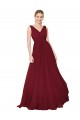 Affordable Draped A-Line V-Neck Floor Length Chiffon Bridesmaid Dress UK