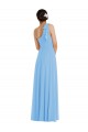 Affordable Draped One Shoulder Maxi Bridesmaid Dress with Scarf Bow UK