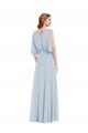 Affordable V-Neck Split Sleeves Blouson Bodice Maxi Bridesmaid Dress UK