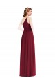 Affordable One Shoulder Chiffon Maxi Bridesmaid Dress with Shirred Front Slit UK