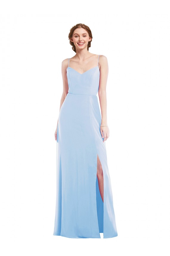Affordable Tie Back Cutout Maxi Bridesmaid Dress with Front Slit UK