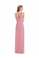 Affordable Draped Chiffon Grecian Column Bridesmaid Dress with Front Slit UK