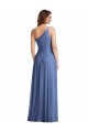 Affordable One Shoulder Full Length Maxi Bridesmaid Dress with Flirty Slit UK