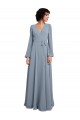 Affordable Wrap Style Long Sleeves Chiffon Bridesmaid Dress with Pleated Bodice UK