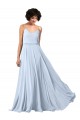 Affordable V-Neck Blouson Waist Long Chiffon Bridesmaid Dress with Straps UK
