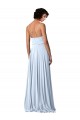 Affordable V-Neck Blouson Waist Long Chiffon Bridesmaid Dress with Straps UK
