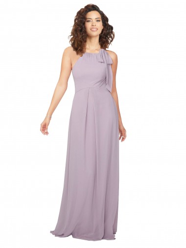 Affordable Halter Neck Bridesmaid Dress with Bow UK