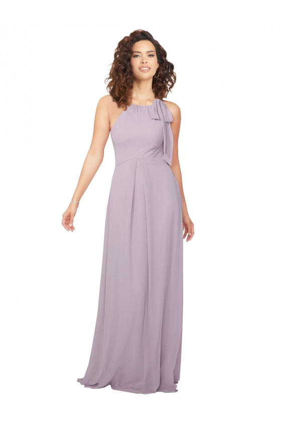 Affordable Halter Neck Bridesmaid Dress with Bow UK