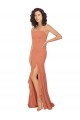 Affordable Chiffon Square Neck Bridesmaid Dress with Ruffled Skirt Slit UK