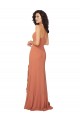 Affordable Chiffon Square Neck Bridesmaid Dress with Ruffled Skirt Slit UK