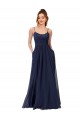Affordable Long Chantilly Lace and Ruched Chiffon Bridesmaid Dress UK