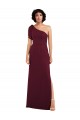 Affordable One Shoulder Chiffon Bridesmaid Dress with Skirt Slit and Accent Strap UK