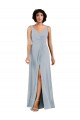 Affordable V-Neckline Wrapped Chiffon Bridesmaid Dress with Skirt Slit UK