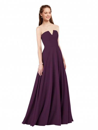 Affordable Strapless Chiffon Bridesmaid Dress with Notched Neckline UK