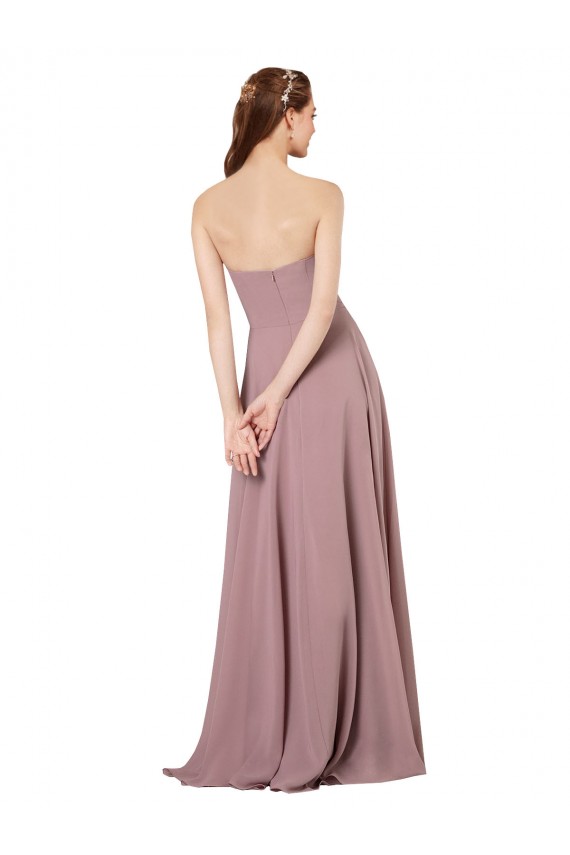 Affordable Strapless Chiffon Bridesmaid Dress with Notched Neckline UK