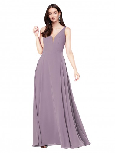 Affordable Long Formal Chiffon Bridesmaid Dress with Open Back UK