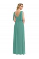 Affordable Plunge Neckline Bow Shoulder Chiffon Maxi Bridesmaid Dress UK