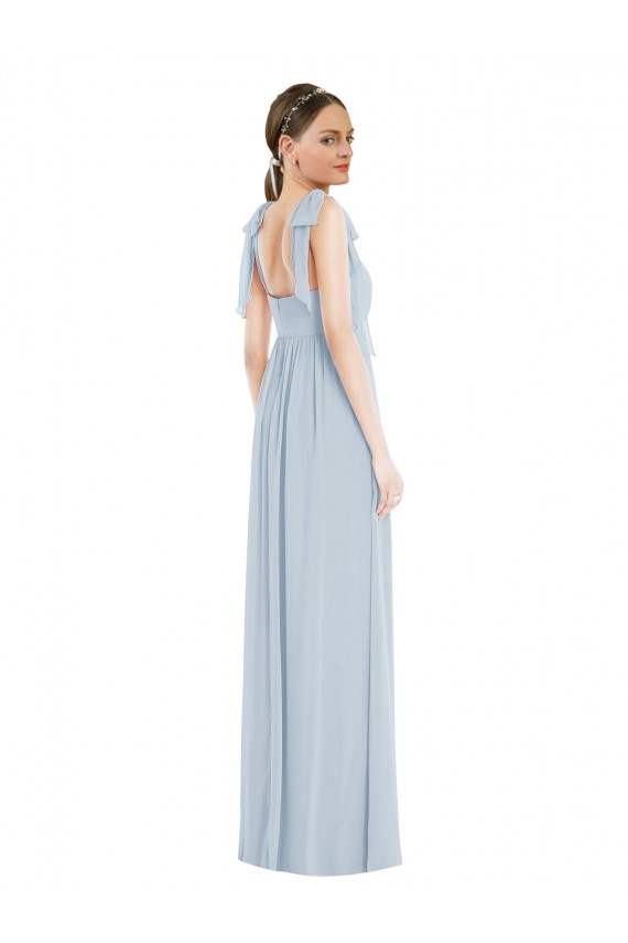 Affordable Tie Shoulder Empire Waist Maxi Bridesmaid Dress UK