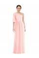 Affordable One Shoulder Bell Sleeves Chiffon Maxi Bridesmaid Dress UK