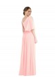 Affordable One Shoulder Bell Sleeves Chiffon Maxi Bridesmaid Dress UK