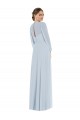 Affordable Strapless Chiffon Maxi Bridesmaid Dress with Puff Sleeve Blouson Overlay UK