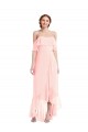 Affordable Off the Shoulder Ruffled High Low Maxi Bridesmaid Dress UK