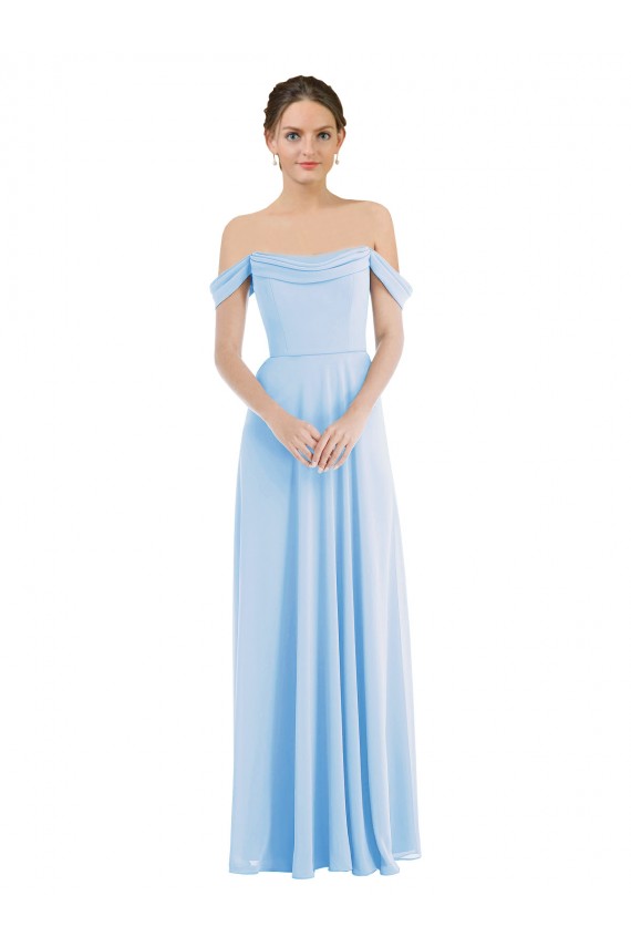 Affordable Off the Shoulder Draped Neckline Maxi Bridesmaid Dress UK