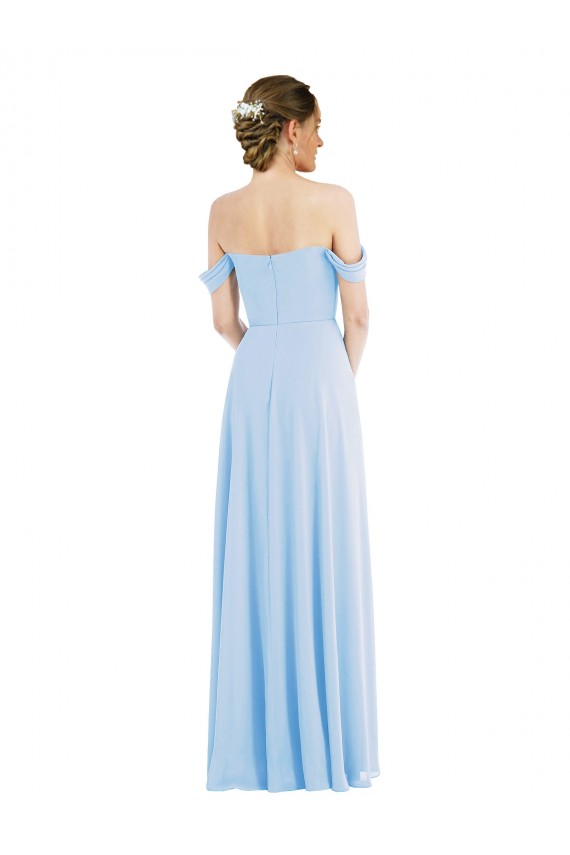 Affordable Off the Shoulder Draped Neckline Maxi Bridesmaid Dress UK