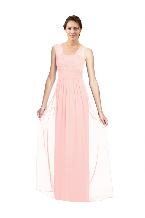 Affordable V-Neck Full Length Chiffon Bridesmaid Dress UK