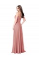 Affordable Twist-Knot V-Neck Long Chiffon Bridesmaid Dress UK