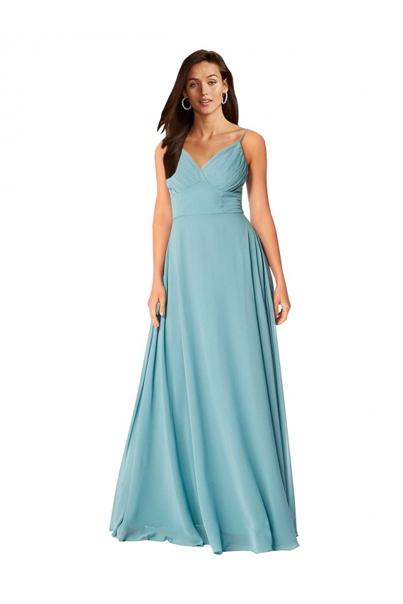 Affordable Draped Empire V-Neck Chiffon Bridesmaid Dress UK