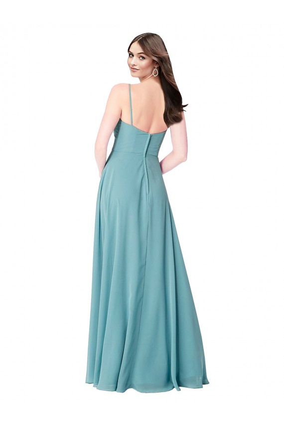 Affordable Draped Empire V-Neck Chiffon Bridesmaid Dress UK