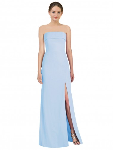 Affordable Strapless Trumpet Chiffon Bridesmaid Dress with Thigh high Slit UK
