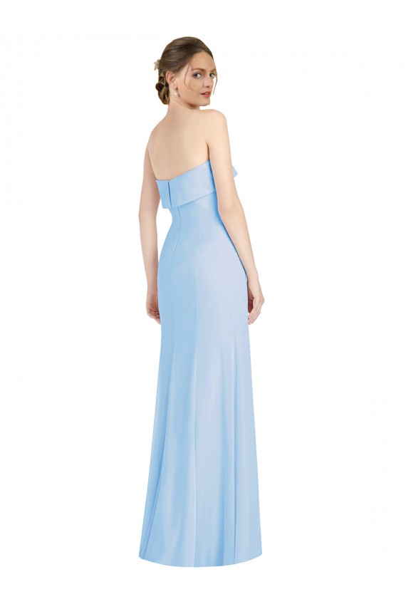 Affordable Strapless Trumpet Chiffon Bridesmaid Dress with Thigh high Slit UK