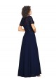 Affordable Short Sleeves A-Line Long Chiffon Bridesmaid Dress with Beaded Bodice UK