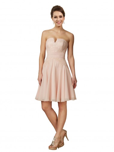 Affordable Lace and Chiffon Bridesmaid Dress with Unique Neckline UK