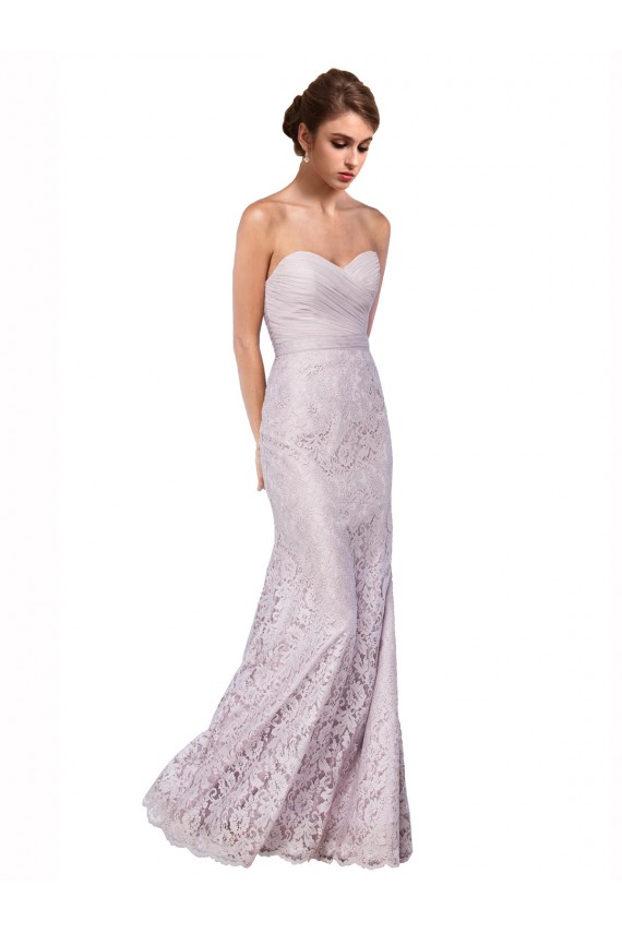 Affordable Floor Length Fitted Sweetheart Lace Bridesmaid Dress UK