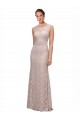 Affordable Long Sleeveless All Lace Bridesmaid Dress with Scoop Neckline UK