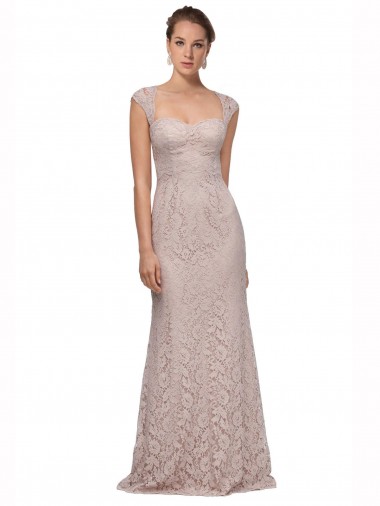 Affordable Sweetheart Neckline Cap Sleeves Lace Bridesmaid Dress with Twist UK