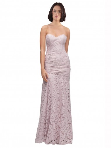 Affordable Floor Length Long Mermaid Lace Bridesmaid Dress with Low Back UK