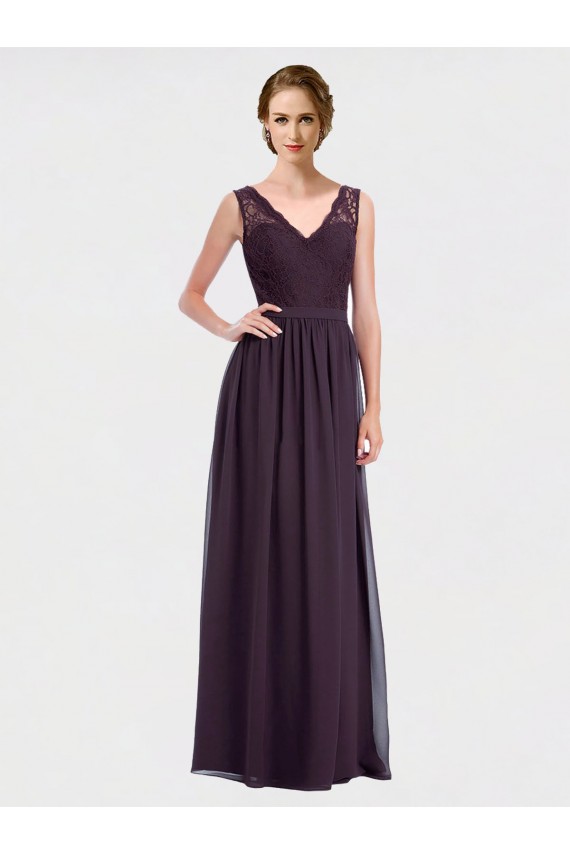 Affordable V-Neck Bridesmaid Dress with Corded Lace Bodice UK