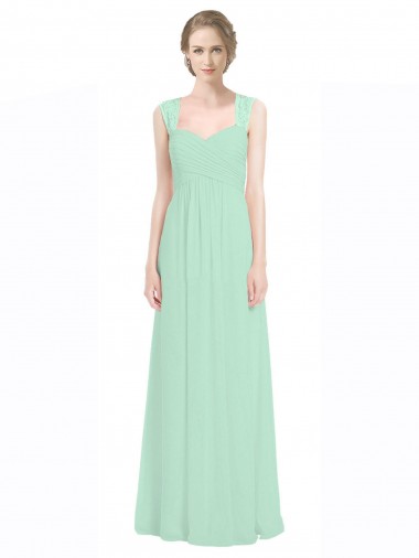 Affordable Sweetheart Chiffon Bridesmaid Dress with Lace Straps and Keyhole Back UK