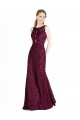 Affordable Long Lace Bridesmaid Dress with Peekaboo Bodice and Keyhole Back UK
