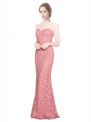 Affordable Fitted Sweetheart Mermaid Lace Bridesmaid Dress UK